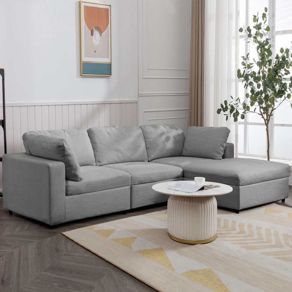 Mjkone 3-Seater Convertible Sectional Sofa with Lounge Chaise