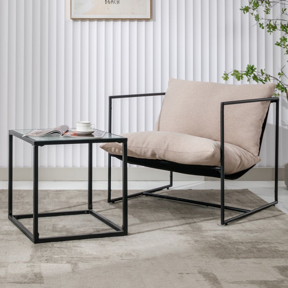 Mjkone Metal Soft Accent Chair with Loose Cushion