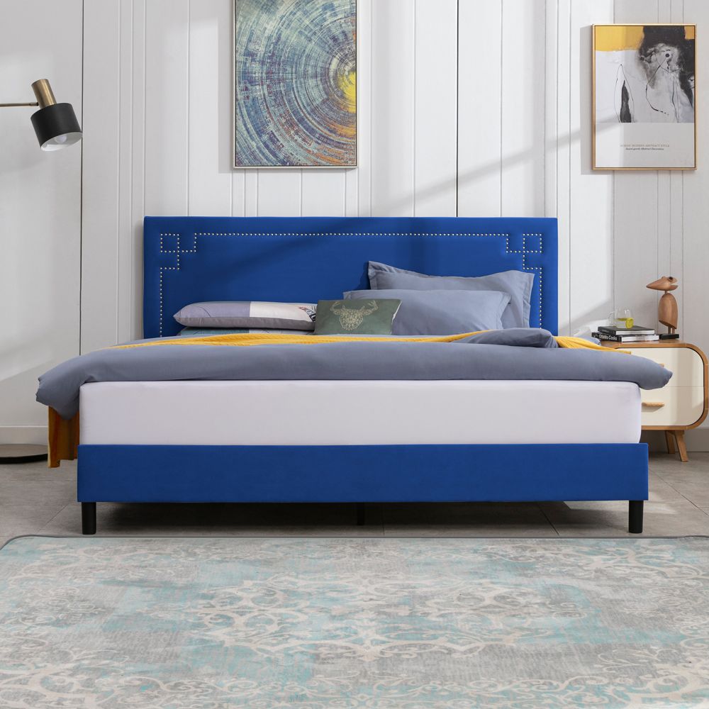 Mjkone Full/Queen/King/California King Upholstered Velvet Bed