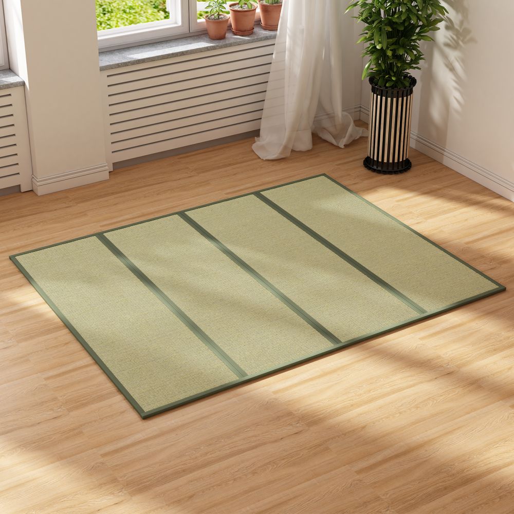 Mjkone Twin Size Tatami mat, Natural Grass Tatami,Folding Japanese Floor  Sleeping Mattress with Non-Slip Breathable Memory Foam for Small