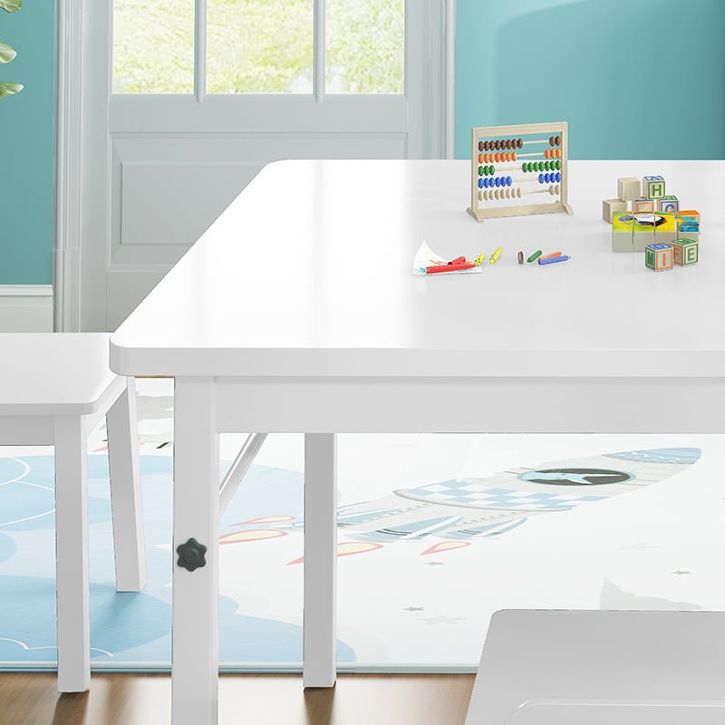 Art Table Sets | Kids Wooden Painting Craft Desk for Preschool Toddler with Paper Roller, Paint Cups and Storage Bins - Mjkonetable