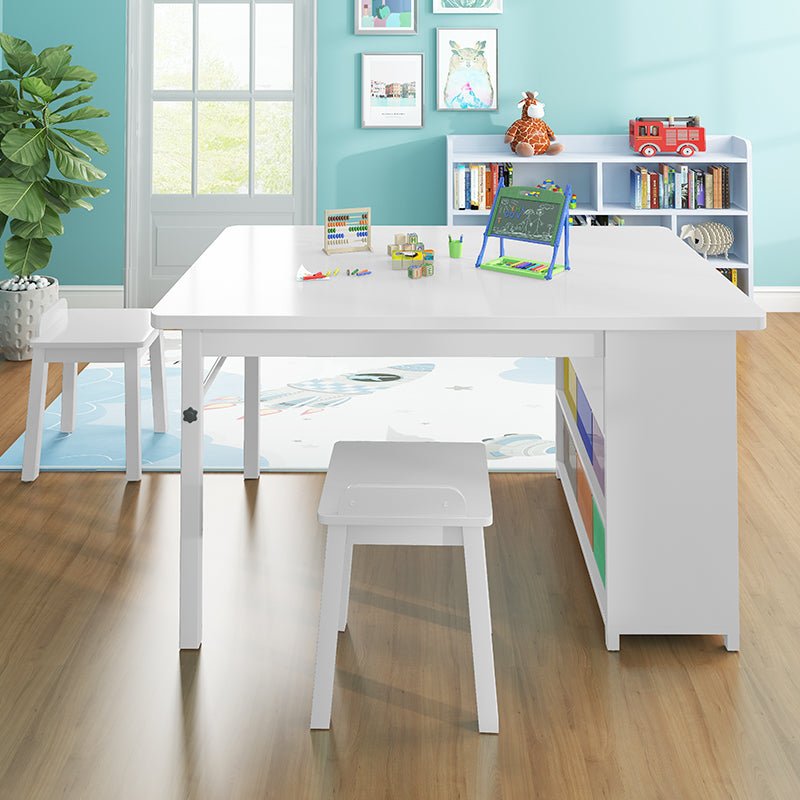 Mjkone Kids Art Table Set Wooden Painting Craft Desk