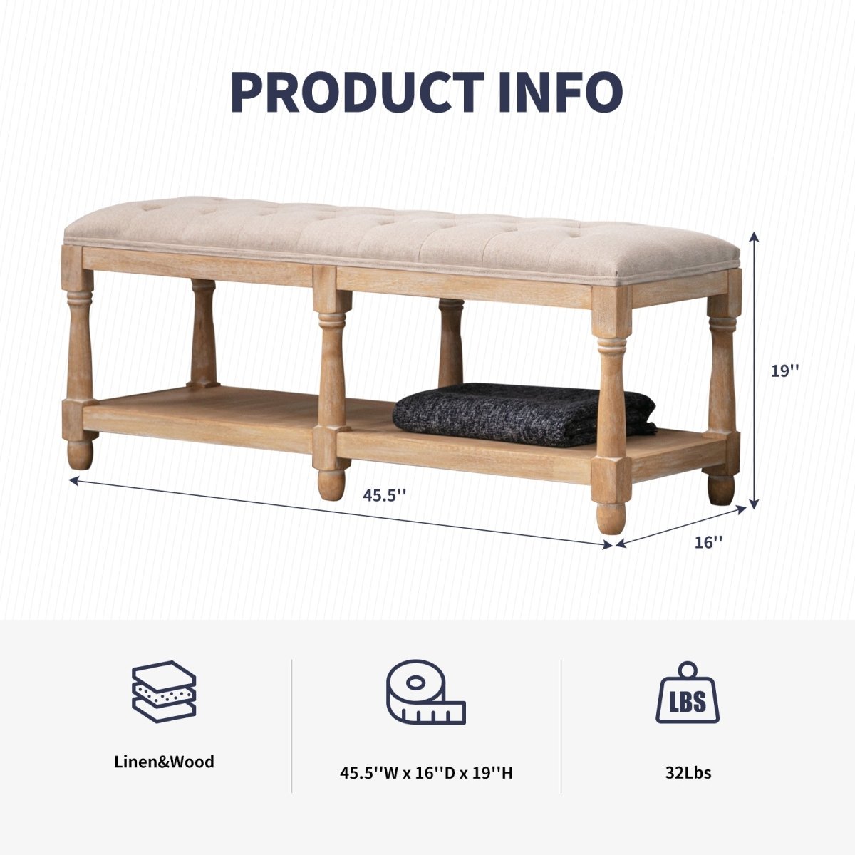 Mjkone Upholstered Entryway Bench Bedside Bench
