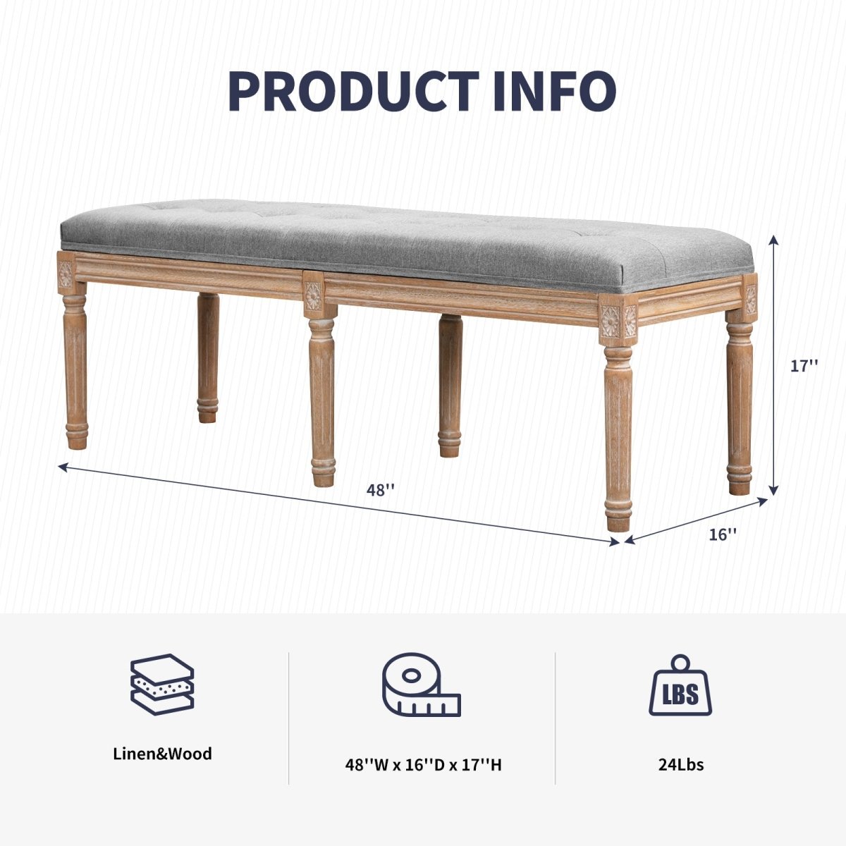 Dahlonega upholstered bench sale