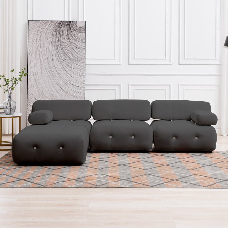 Convertible Sectional Sofa | Minimalist Velvet Couches with Reversible Chaise - Mjkonesectional sofa