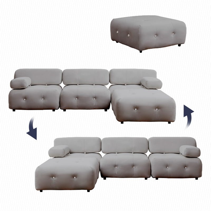 Convertible Sectional Sofa | Minimalist Velvet Couches with Reversible Chaise - Mjkonesectional sofa