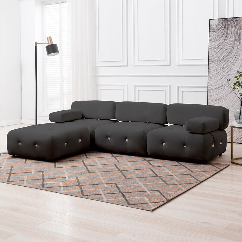 Convertible Sectional Sofa | Minimalist Velvet Couches with Reversible Chaise - Mjkonesectional sofa