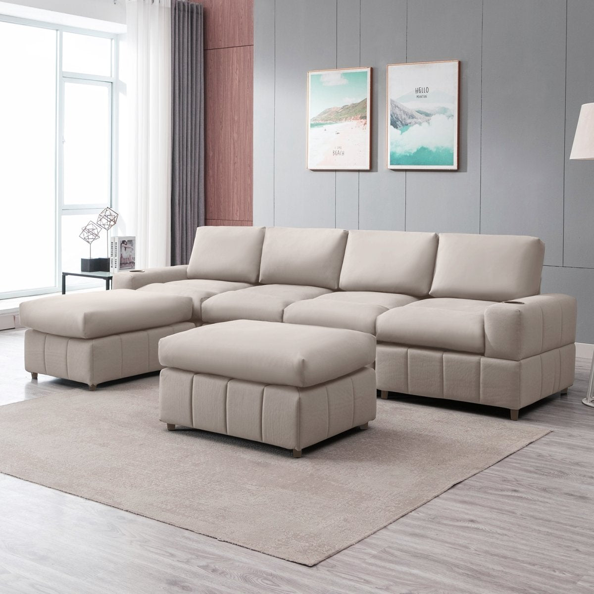 Convertible Sectional Sofa | U Shaped Modular Couch with Cup Holder - Mjkonesectional sofa