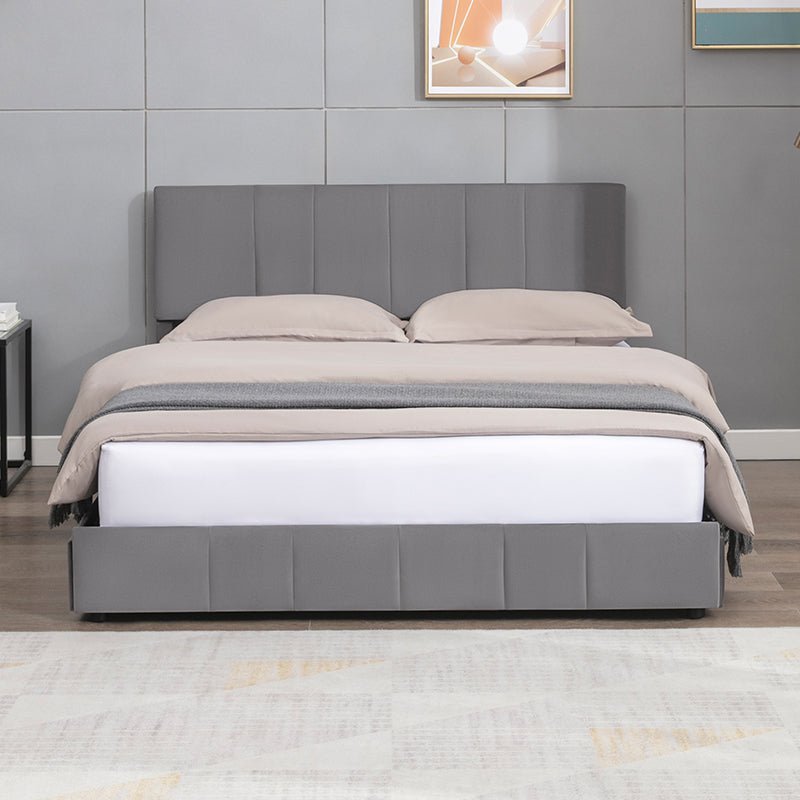 Drawer Bed | Platform Upholstered Bed Frame with Channel-stitched and 4 Storage Drawers No Box Spring Needed - Mjkonebed frame