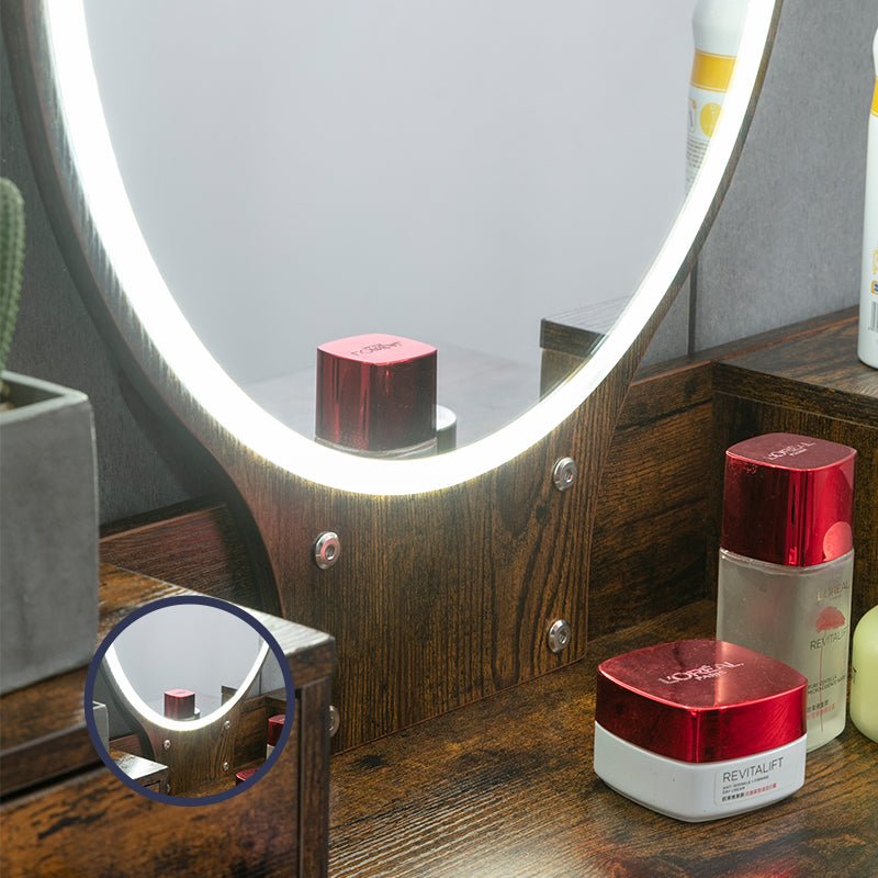 Dressing Table | Vanity Set with LED Lighted Mirror and 4 Storage Drawers - Mjkonetable