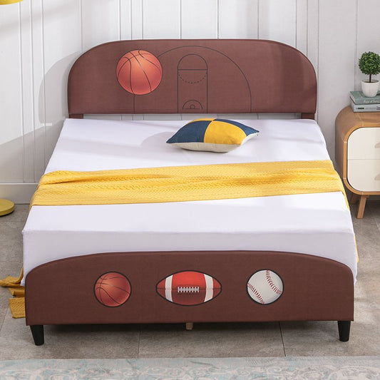 Kid's Bed | Children Upholstered Bed Frame Toddler Bed with Curved Headboard and Footboard - Mjkonebed frame