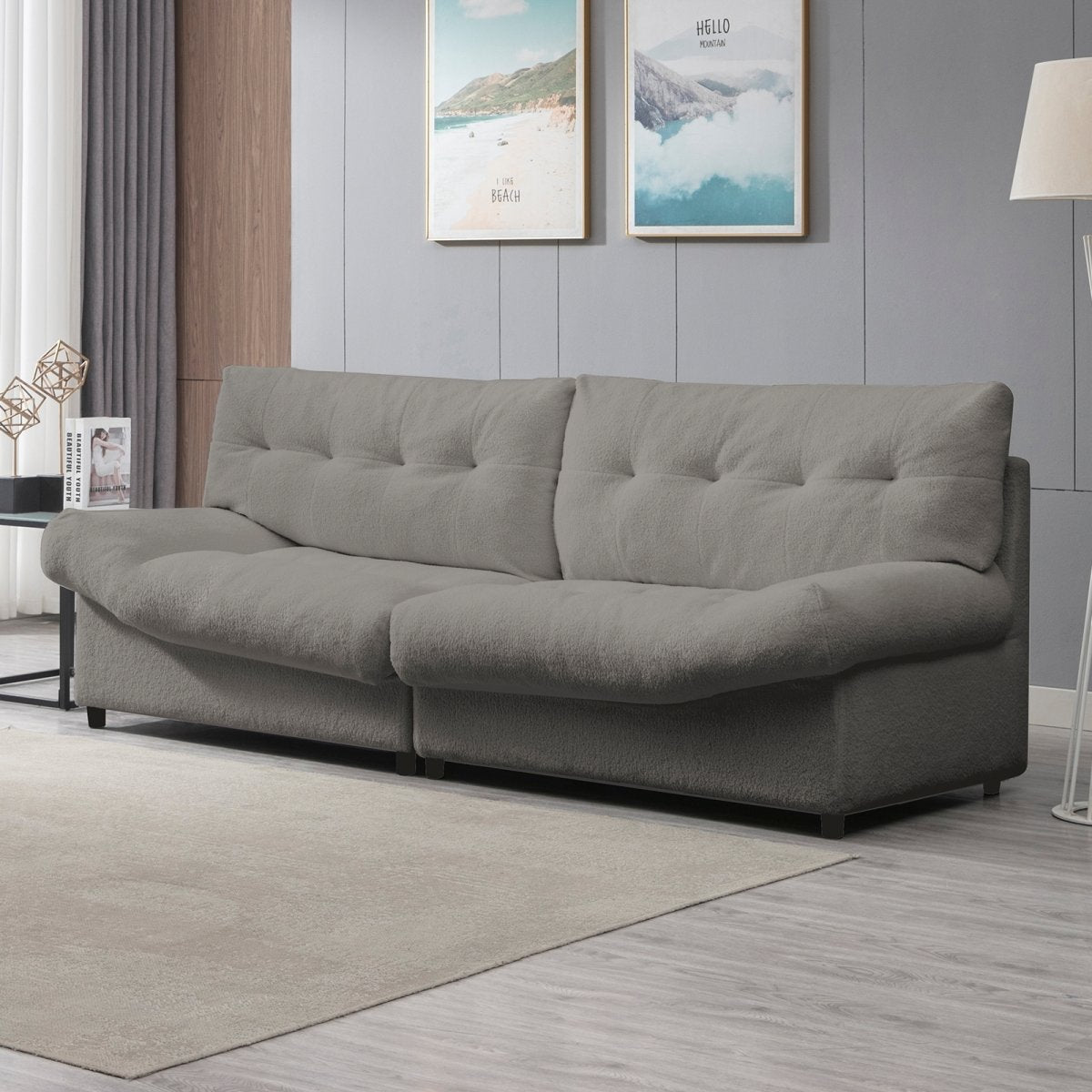 Mjkone Tufted Velvet Futon Couch Sleeper Sofa