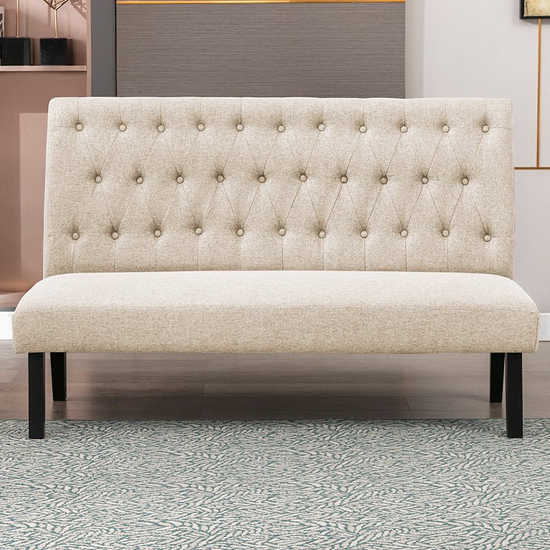 Loveseat | Upholstered Linen Tufted Button Couch - Mjkonesofa