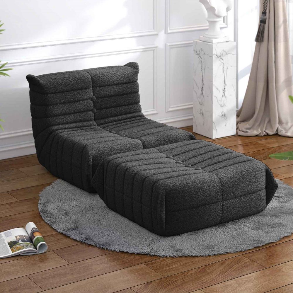 Mjknoe Lounger Chair Mohair Recline Chair With Ottoman - Mjkonesectional sofa