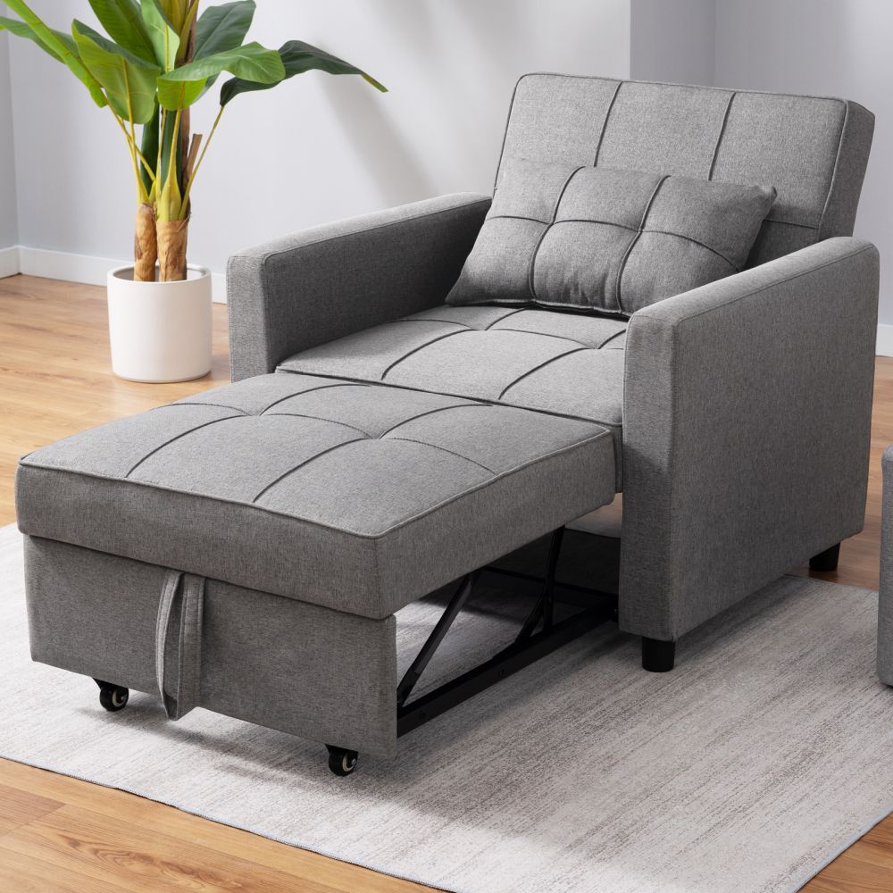 Mjkone Folding Sleeper Chair Adjustable Recliner - Light Grey