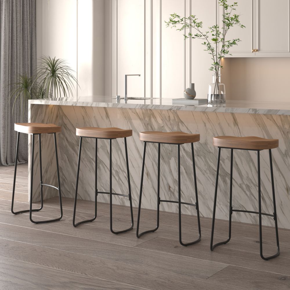 Mjkone Modern Bar Stools with Footrest and Metal Legs