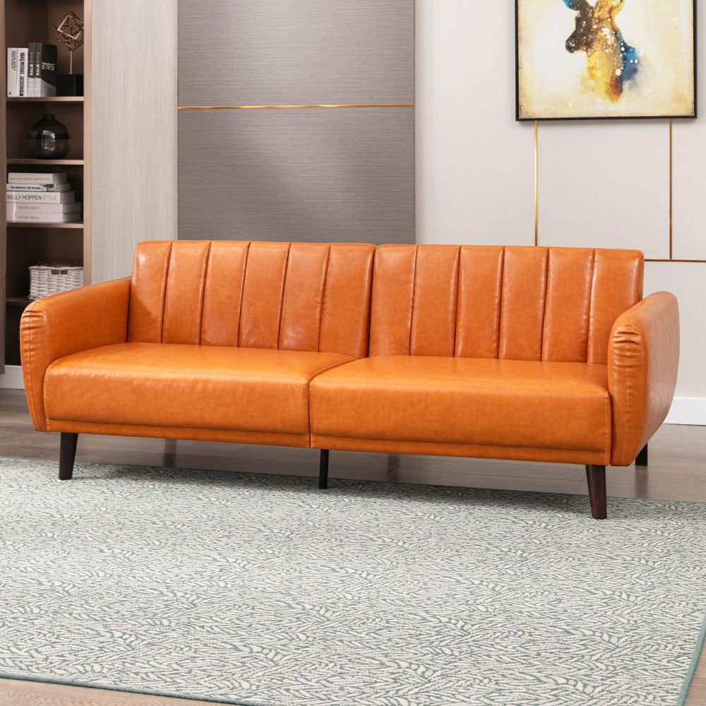 Faux Leather Sleeper Sofa Couch Bed