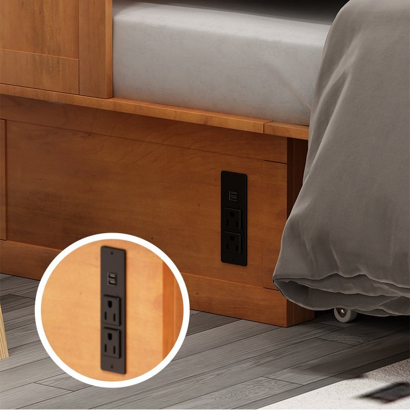 Murphy Bed | Queen Size Cube Cabinet Wall Bed with Drawers and USB Charging Station - Mjkonebed