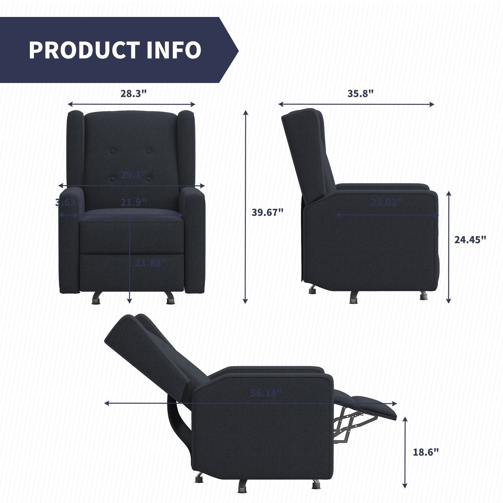 Recliner | Upholstered 360° Swivel Glider Chair with Modern Button Design - Mjkonerecline chair