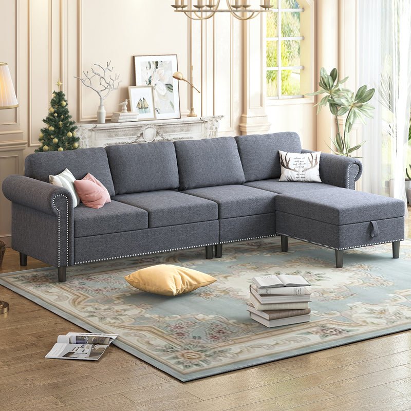 Sectional Sofa | Reversible L Shaped Sofa with Storage - Mjkonesofa