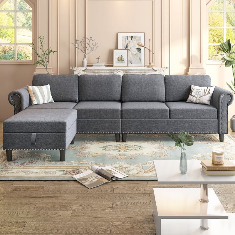 Sectional Sofa | Reversible L Shaped Sofa with Storage - Mjkonesofa