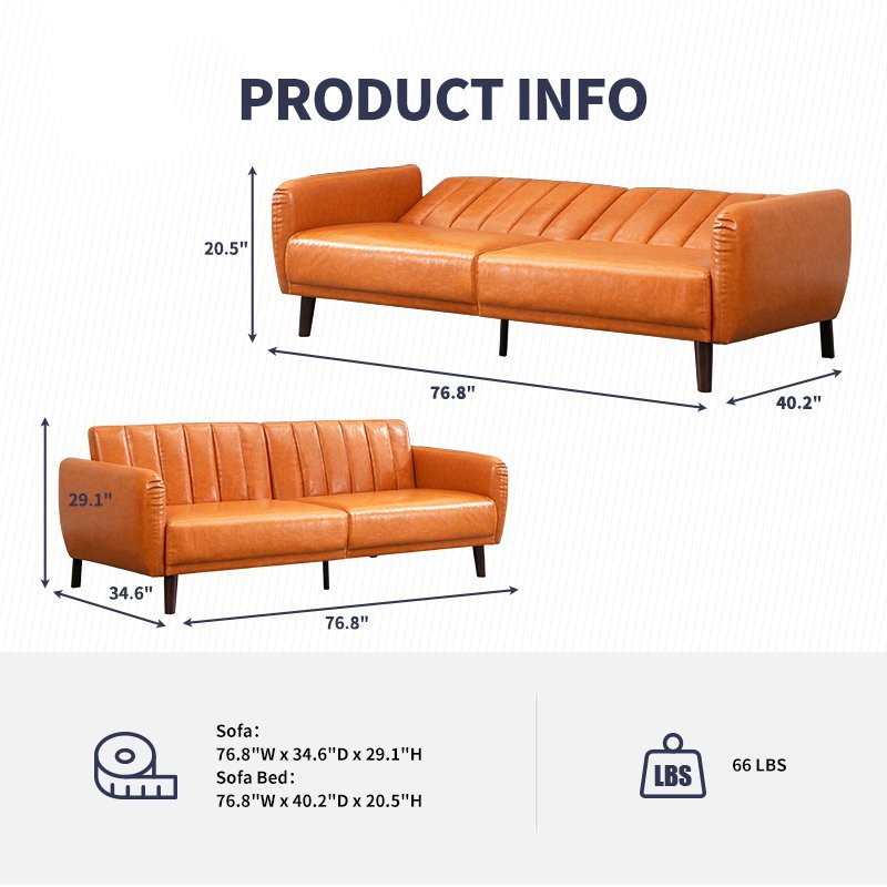 Sleeper Sofa | Convertible Faux Leather Couches - Mjkonesofa