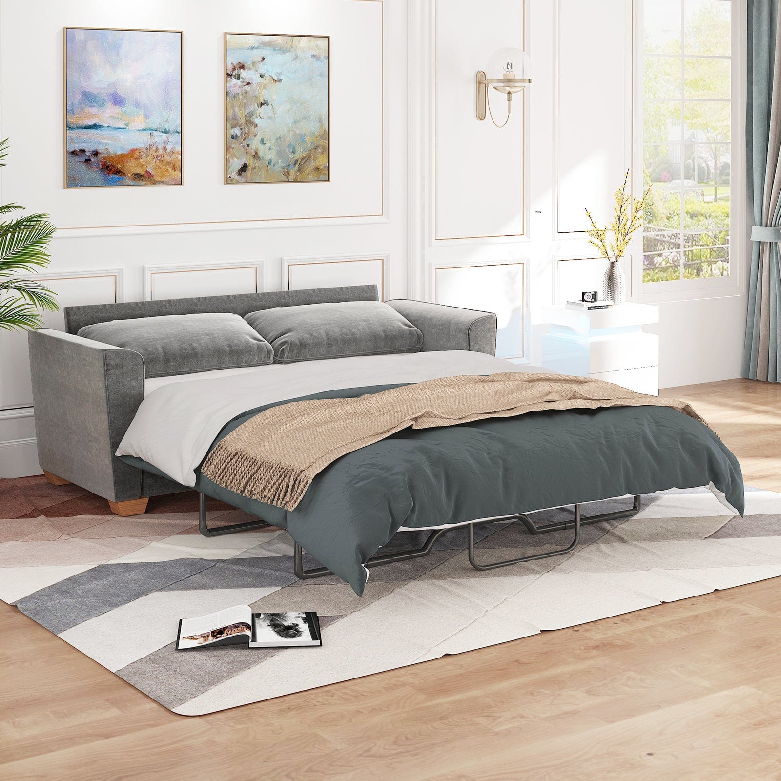 Sofa Bed | 2 In1 Pull Out Sofa Bed With Memory Foam Mattress - uenjoysofa bed