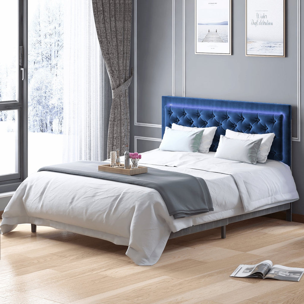 Mjkone RGB LED Lighting Effects Platform Upholstered Bed Frame with ...